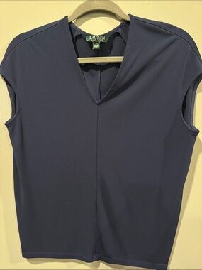 Lauren Ralph Lauren Navy Sleeveless V-Neck Tank Top